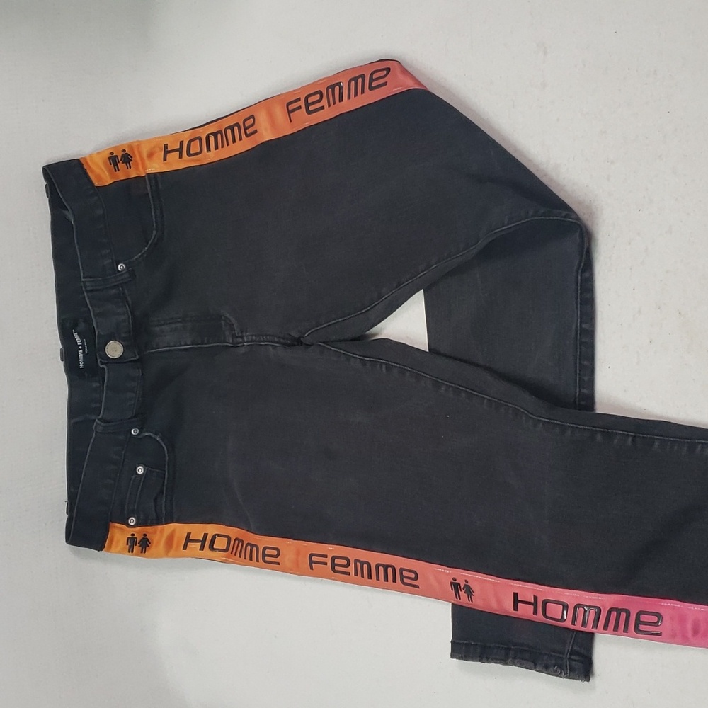 Homme + Femme Slim Fit Jeans in Black - Unisex Size 36 Waist/ 30 Inseam - Picture 3 of 12